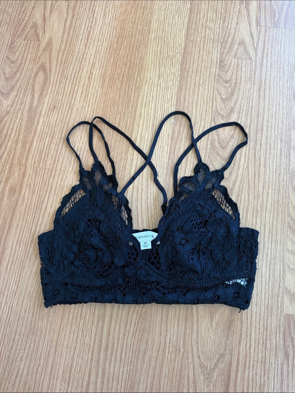 Francesca's Collections Black Lace Strappy Bralette